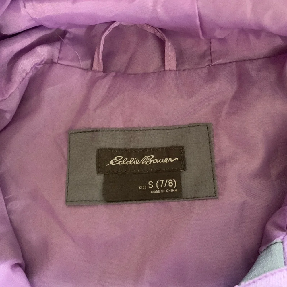 Eddie Bauer Kids Purple‎ Grey Colorblock Hooded Windbreaker Jacket Size S 7/8